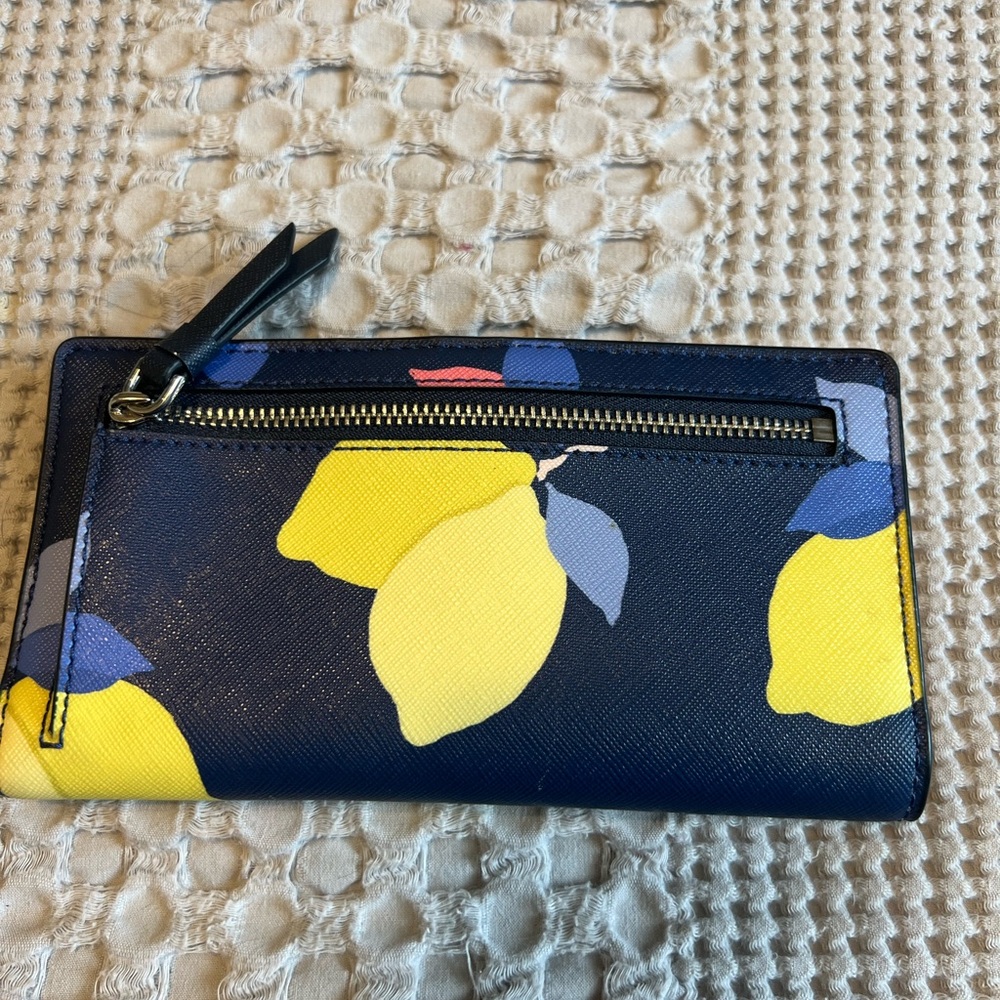 Kate Spade Blue and Yellow Lemon Print Wallet - Picture 2 of 4